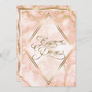Wedding Rose and Gold Marble Ornate Calligraphy Invitation