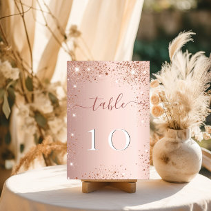 Wedding rose gold sparkles table number