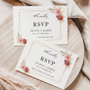 Wedding Rose RSVP Card Template