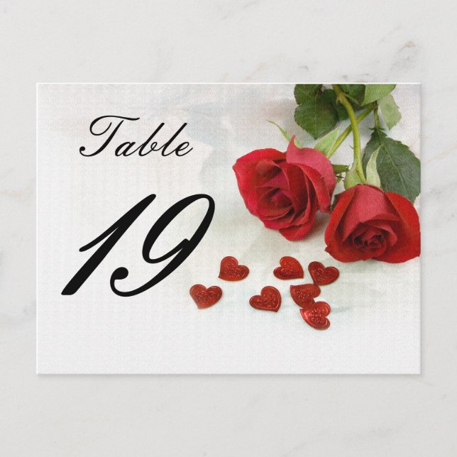 wedding rose table number postcard (Front)