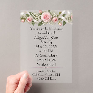 Wedding Roses and Ribbons Acrylic Invitations