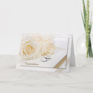 Wedding roses and rings reflection card