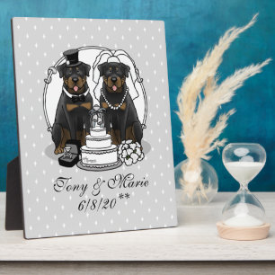 Wedding Rottweilers Bride and Groom Dogs Cute Plaque