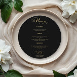 Wedding Round Menu Elegant Gold Foil Black<br><div class="desc">Elevate your wedding experience to new heights of sophistication and glamour with our stunning black and gold modern wedding suite! Customize it effortlessly with just a few clicks and create a celebration that’s uniquely yours. If you have any questions, need assistance, or want to tweak any details, don’t hesitate to...</div>