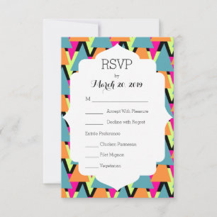 Wedding RSVP 80's Style Geometric Pattern Card