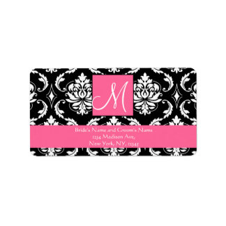 Wedding RSVP Address Labels Damask Monogram
