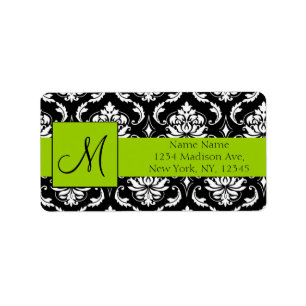 Wedding RSVP Address Labels Damask Monogram