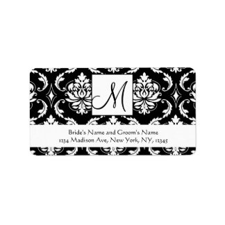 Wedding RSVP Address Labels Damask Monogram