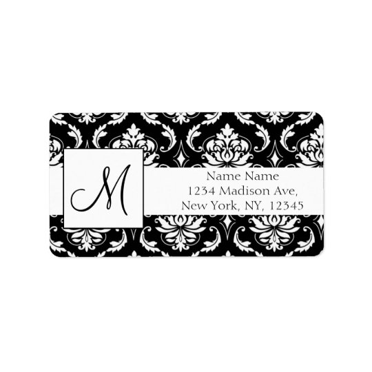 Wedding RSVP Address Labels Damask Monogram