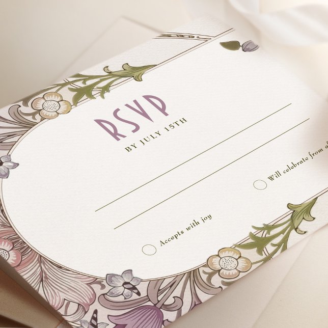 Wedding RSVP Art Nouveau William Morris Lavender Invitation (Creator Uploaded)