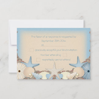 Wedding RSVP Beautiful Tropical Beach Shells Card