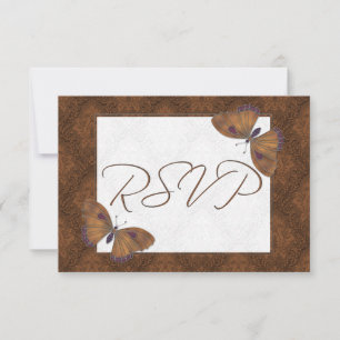 Wedding RSVP Butterfly Brocade brown