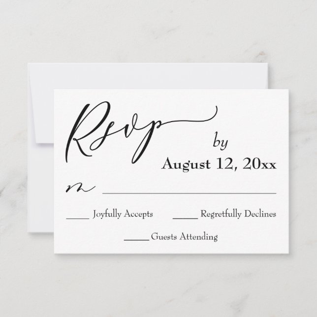 Wedding RSVP Calligraphy, Red Poppies Back Card (Front)