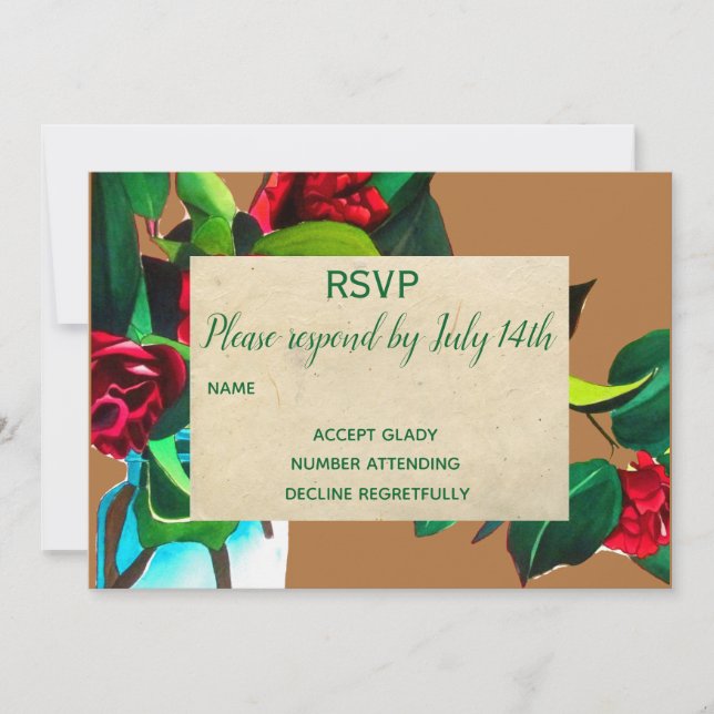 Wedding RSVP camellia floral country rustic Invitation (Front)