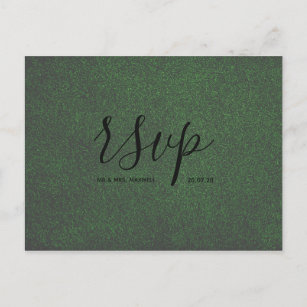 Wedding Rsvp card   Green Grass Script Postcard