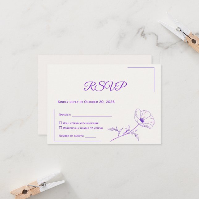 Wedding RSVP Card | Minimal Elegant Design (Front/Back In Situ)