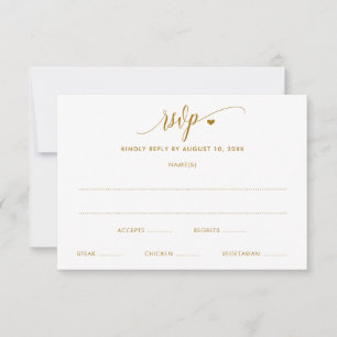Wedding RSVP Card Modern Fun Gold Calligraphy