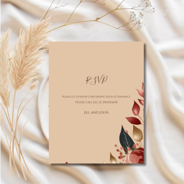  Wedding RSVP Card Modern Tropical Rose (Creator Uploaded)