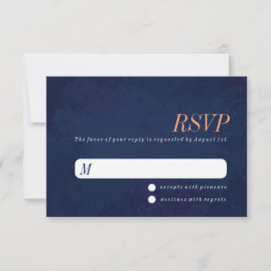 Wedding RSVP card, Navy Blue Texture Card