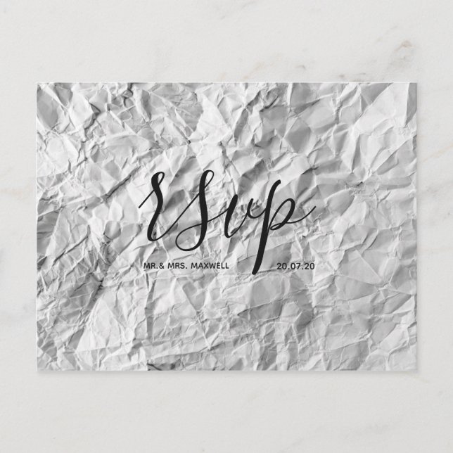 Wedding Rsvp card | Paper Script Postcard (Front)