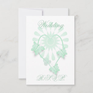Wedding RSVP Card Peppermint Butterflies Heart