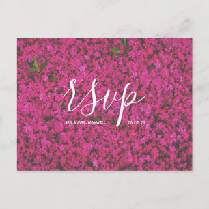 Wedding Rsvp card   Pink Flowers Script Postcard