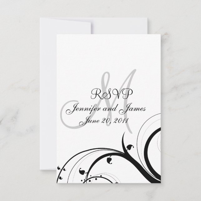 Wedding RSVP Card Swirls for Square Invite (Front)