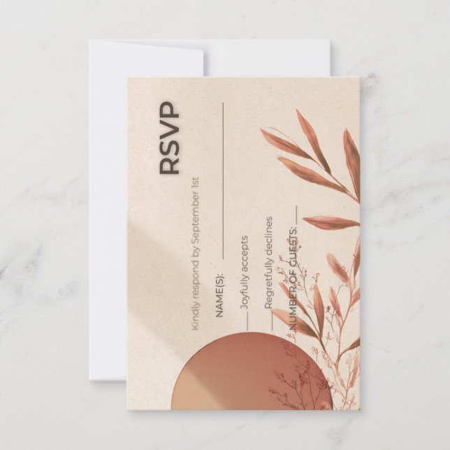 Wedding RSVP Card Terracotta Arch Olive Branch (Front)