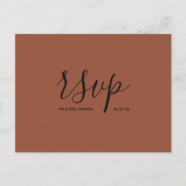 Wedding Rsvp card | Terracotta Script Postcard (Front)