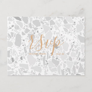 Wedding Rsvp card   Terrazzo Script Postcard