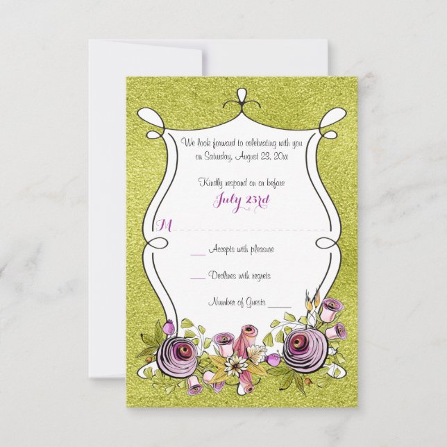 Wedding RSVP Card | Whimsical Watercolor Florals (Front)