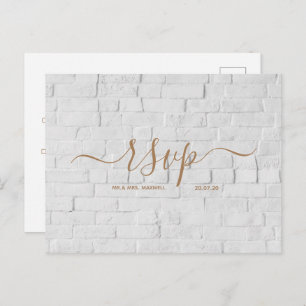 Wedding Rsvp card White Brick Script Postcard