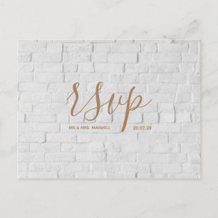 Wedding Rsvp card White Brick Script Postcard