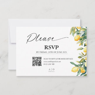 Wedding RSVP Card with QR Code - Lemons, Italy