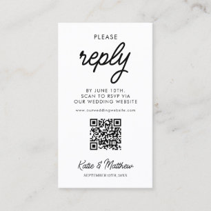 Wedding RSVP Card With QR Code Minimal Simple