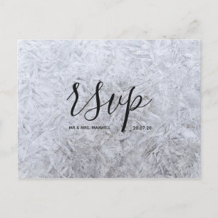 Wedding Rsvp card   Wood Texture Script Postcard