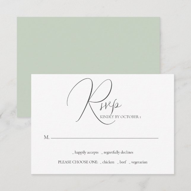 Wedding RSVP Cards Minimalist Calligraphy  (Front/Back)