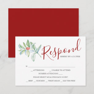 Wedding RSVP Cards with Meal Choice Red