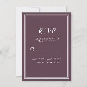 Wedding RSVP Cassis Purple Simple Chic Minimalist
