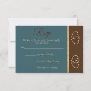 Wedding RSVP Chocolate Brown and Dark Teal