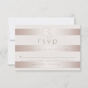 Wedding RSVP    Elegant Modern Blush Pearl Stripes Card