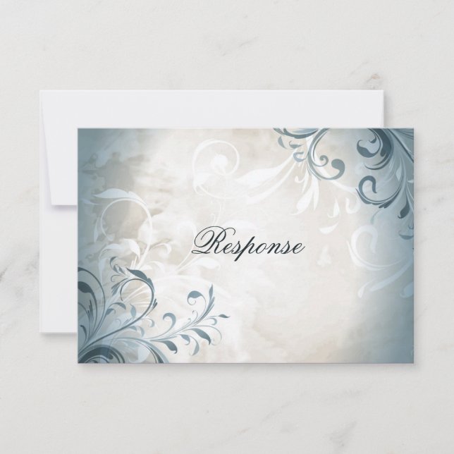 Wedding RSVP Elegant Vintage Foliage & Swirl (Front)