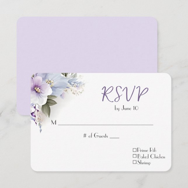 Wedding RSVP Floral Bouquet (Front/Back)