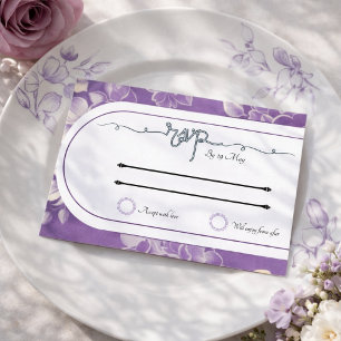 Wedding RSVP Insert purple Vintage Art  Invitation Postcard