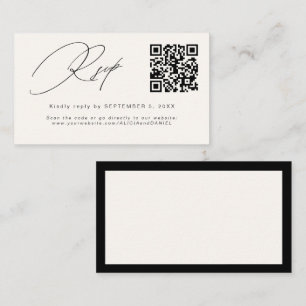Wedding RSVP ivory black insert QR code enclosure