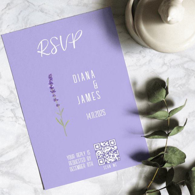 Wedding RSVP Lavender style Flat Card (Creator Uploaded)