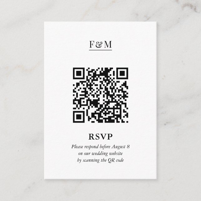 Wedding RSVP Minimal Chic QR Code Enclosure Card (Front)