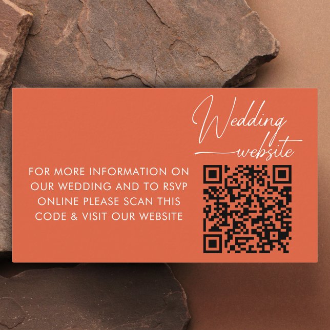 Wedding RSVP Modern bold orange QR code  Enclosure Card (Creator Uploaded)