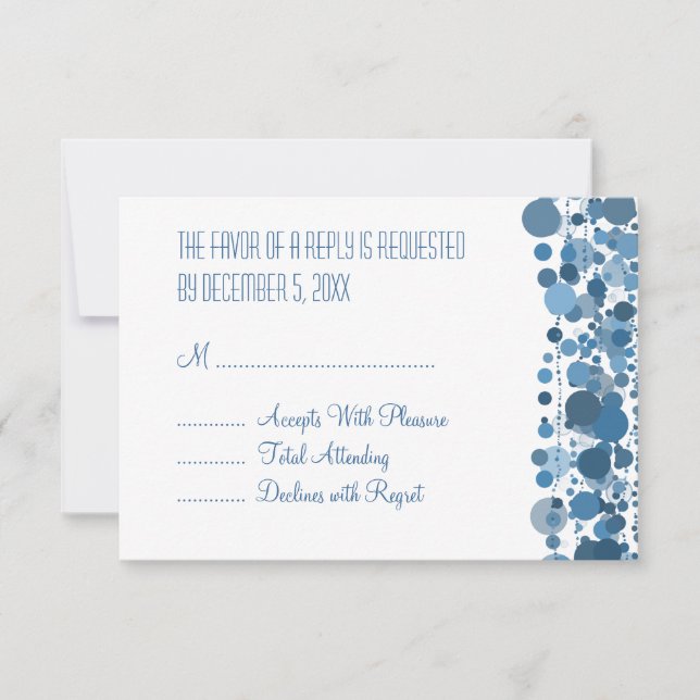 Wedding RSVP Modern Dots Blue (Front)