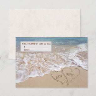 Wedding RSVP Ocean Beach Hearts Card